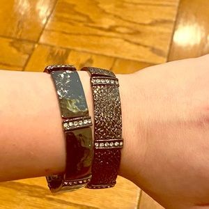 Never worn Two hammered metal bracelets